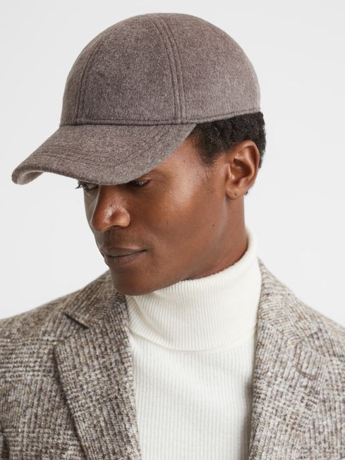 Reiss Mouse Oatmeal Clark Wool Blend Baseball Cap