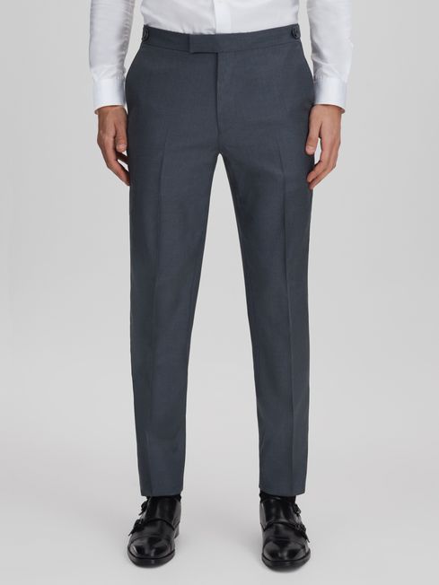Reiss Airforce Blue Humble Slim Fit Wool Side Adjuster Trousers
