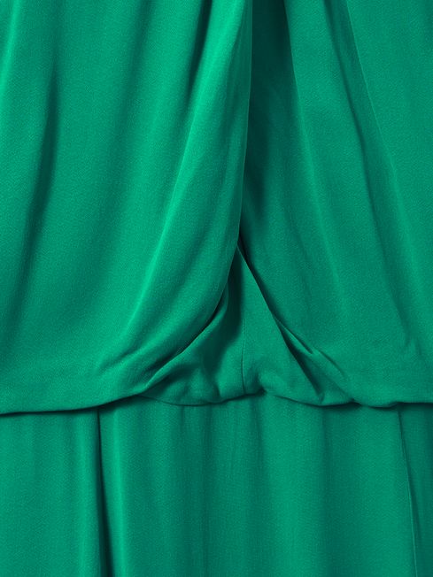 Drape Front Midi Dress in Green