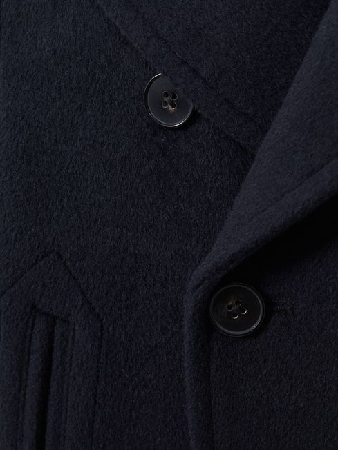 Reiss Navy Bergamo Junior Wool Blend Double Breasted Peacoat