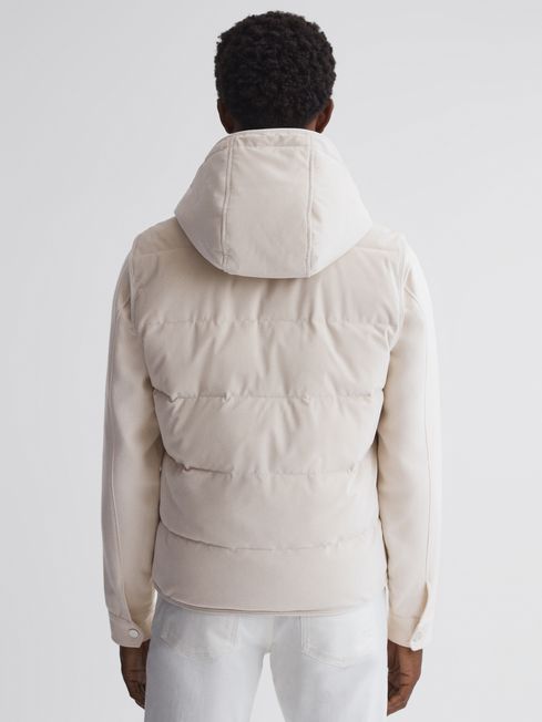 Reiss Stone Leftwich Quilted Hooded Gilet