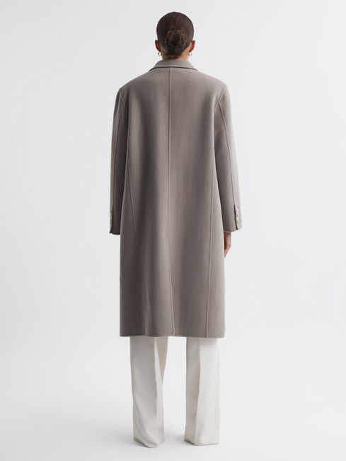 Meotine Beige Wool Mid Length Coat | REISS USA