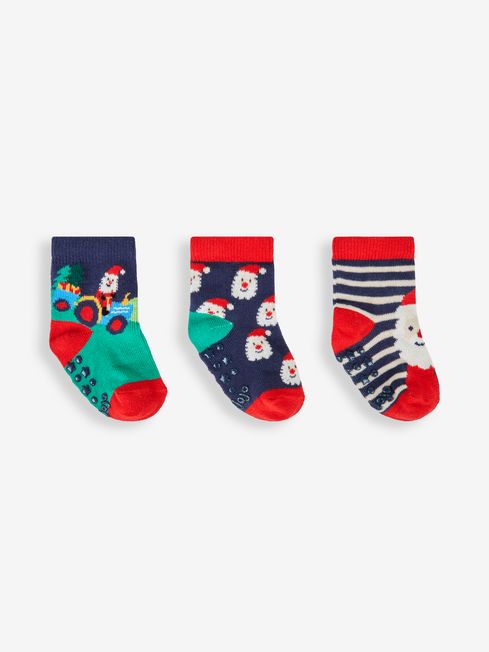 JoJo Maman Bébé Multi Kids' 3-Pack Father Christmas Socks