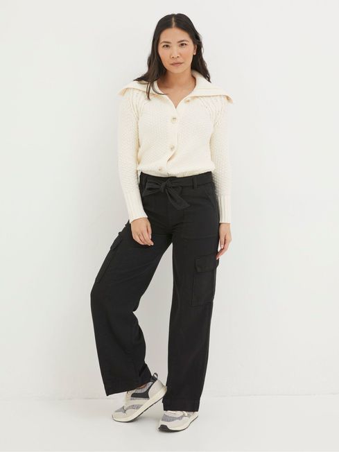 Black belted cargo trousers store