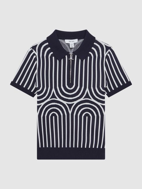 Black and white striped polo store