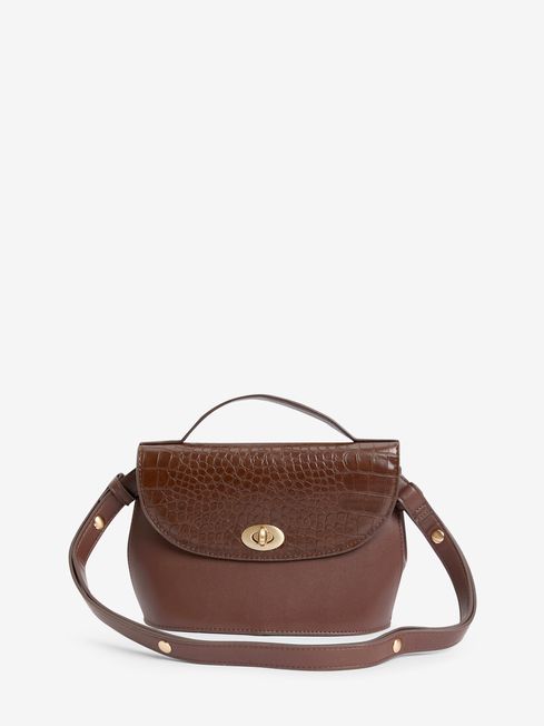 Joules Claire Brown Faux Leather Croc Effect Bag