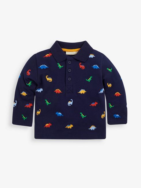 JoJo Maman Bébé Navy Boys' Dinosaur Embroidered Polo Shirt