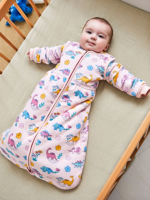 JoJo Maman Bébé Pink Dino 3.5 Tog Baby Sleeping Bag