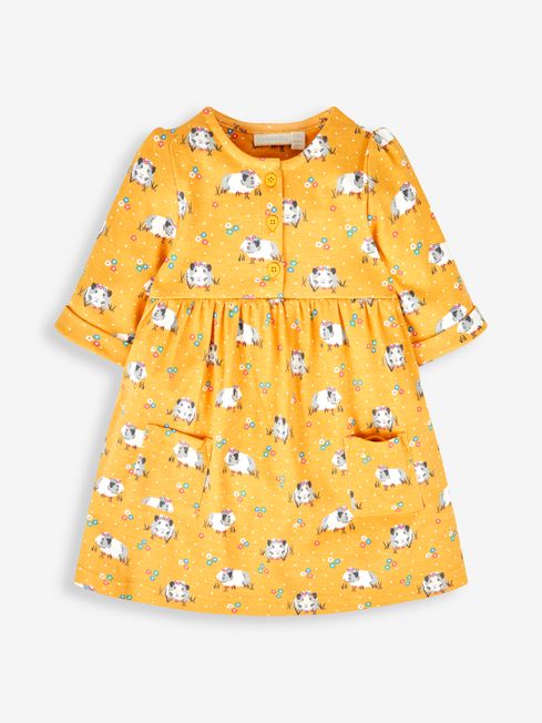 JoJo Maman Bébé Mustard Yellow Guinea Pig Girls' Button Front Dress