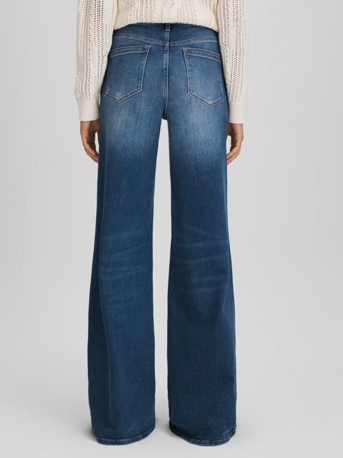 Reiss Mid Blue Ameria Petite Palazzo Jeans