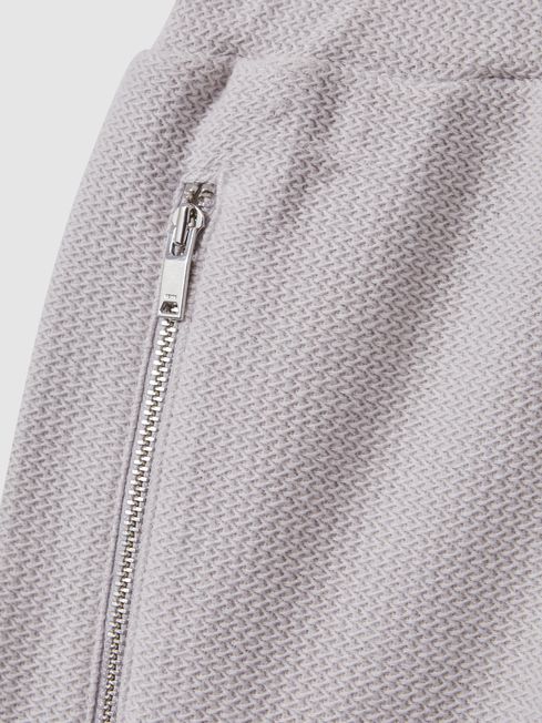 Textured Cotton Drawstring Shorts in Silver