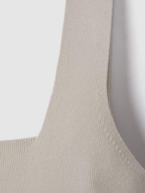 Reiss Grey Harper Knitted Square Neck Vest