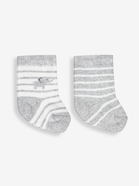 JoJo Maman Bébé Grey Elephant 2-Pack Baby Socks
