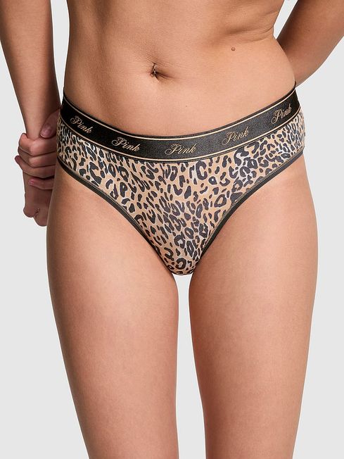 Victoria's Secret PINK Leopard Brown Hipster Cotton Logo Knickers