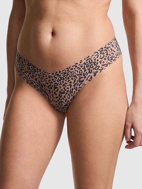 Victoria's Secret PINK Leopard Brown Thong No Show Knickers