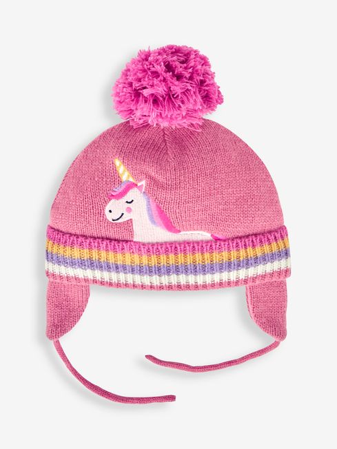 JoJo Maman Bébé Pink Girls' Unicorn Appliqué Hat