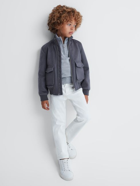 Reiss Airforce Blue Shuffle Junior Wool Blend Zip-Through Jacket