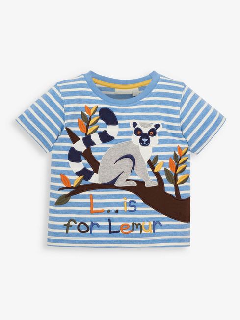 JoJo Maman Bébé Blue Lemur Appliqué T-Shirt