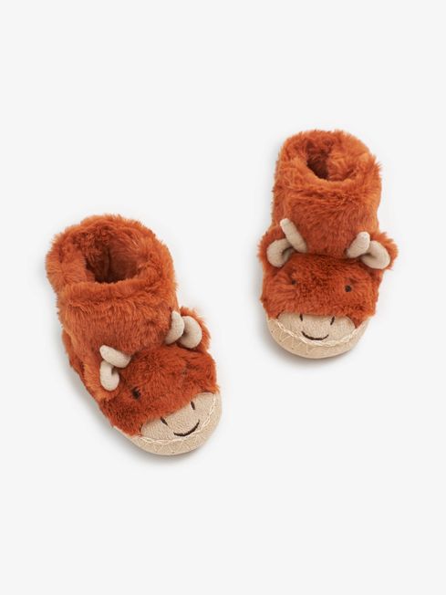 Rust Boys Highland Cow Slipper Boots