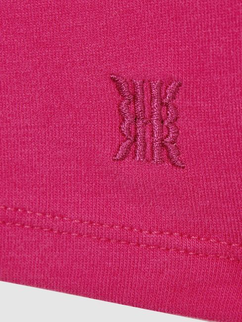 Reiss Bright Pink Carey Junior Cotton Blend Roll Neck Top
