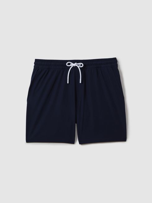 Reiss Navy Shore Plain Drawstring Waist Swim Shorts