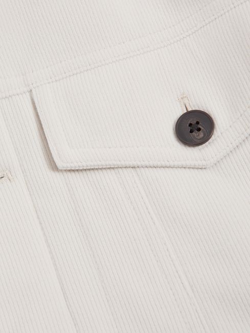 Corduroy Button Through Jacket in Ecru