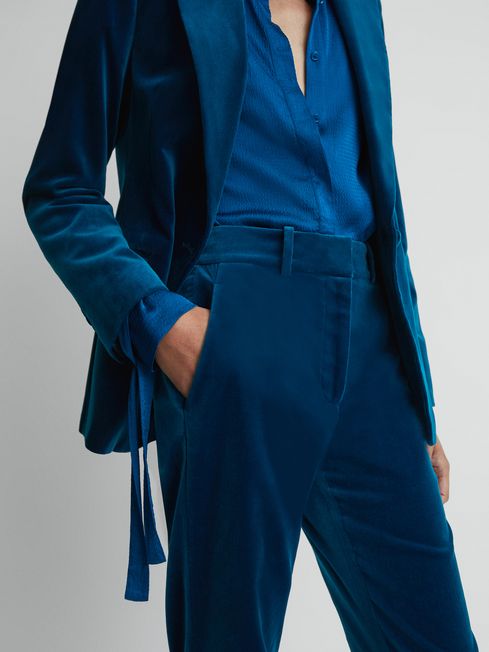 Reiss Blue Ivy Velvet Flared Suit Trousers