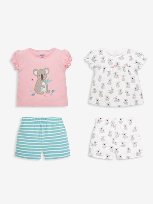 JoJo Maman Bébé White 2-Pack Kids' Koala Jersey Pyjamas
