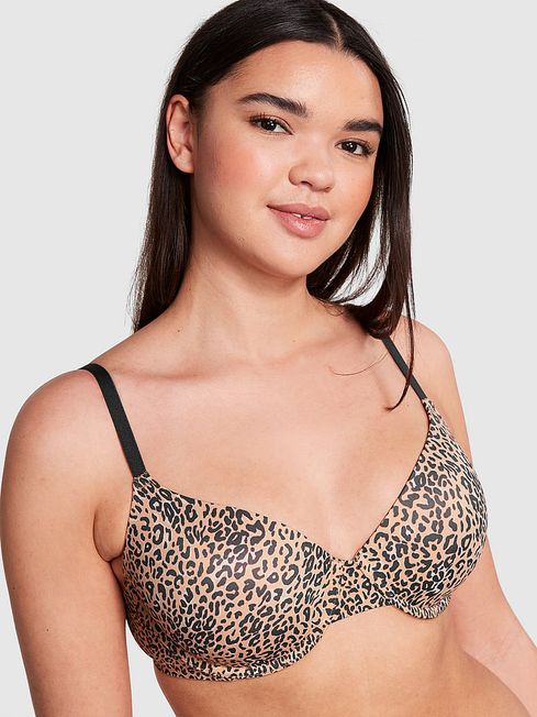 Victoria's Secret PINK Leopard Brown Lightly Lined Super Soft Bra
