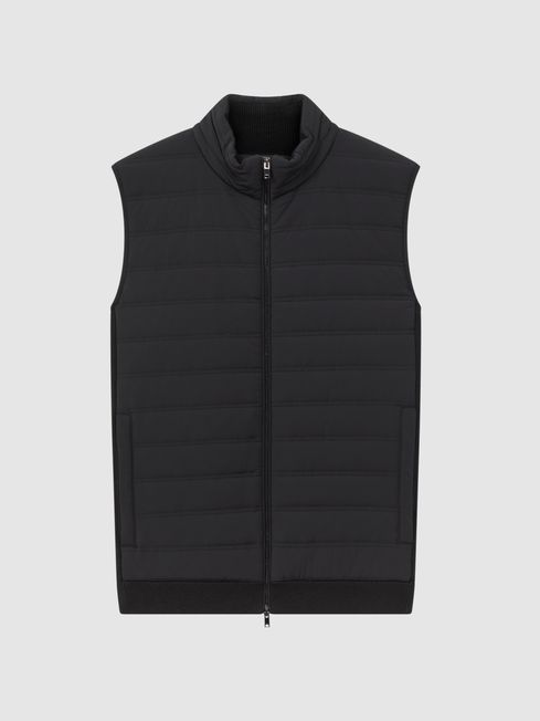 Hybrid Quilt and Knit Zip-Through Gilet | REISS USA