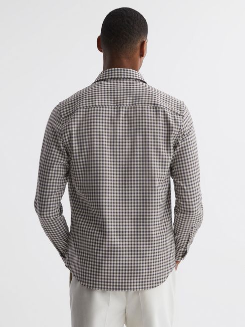 Reiss Chocolate Multi Tremont Brushed Checked Overshirt