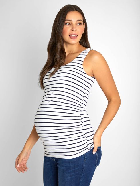 JoJo Maman Bébé White Navy Stripe Maternity Vest