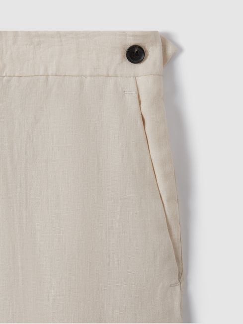Slim Fit Linen Adjuster Trousers in Stone