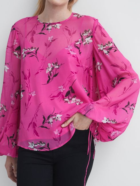 Florere Sheer Floral Top