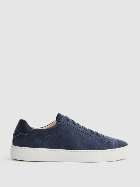 Reiss Airforce Blue Finley Suede Suede Trainers
