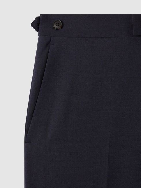 Modern Fit Wool Blend Trousers in Navy