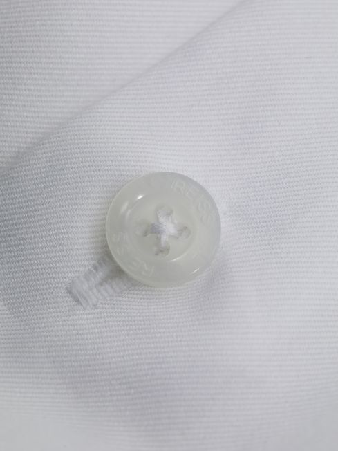 Reiss White Premote Slim Fit Cotton Cutaway Collar Shirt