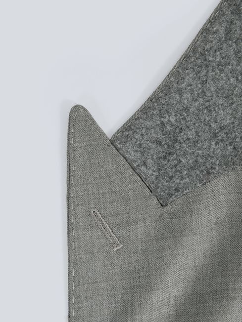 Atelier Wool Cashmere Slim Fit Single Breasted Blazer in Grey Melange