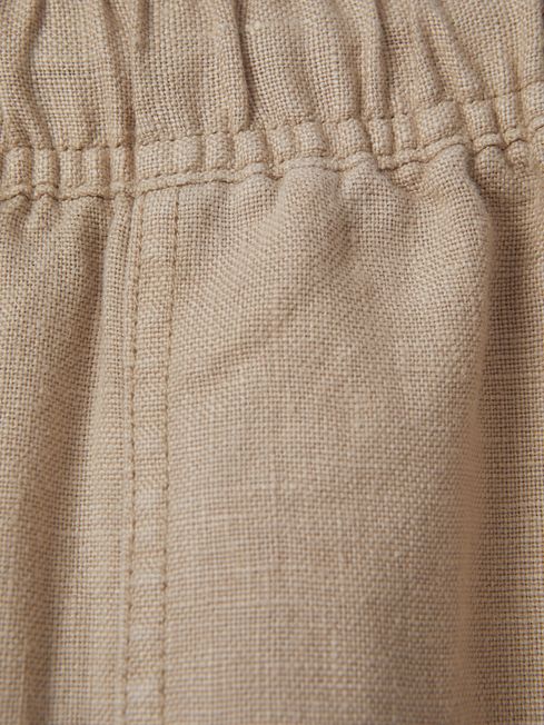 Reiss Sand Romie Drawstring Linen Trousers