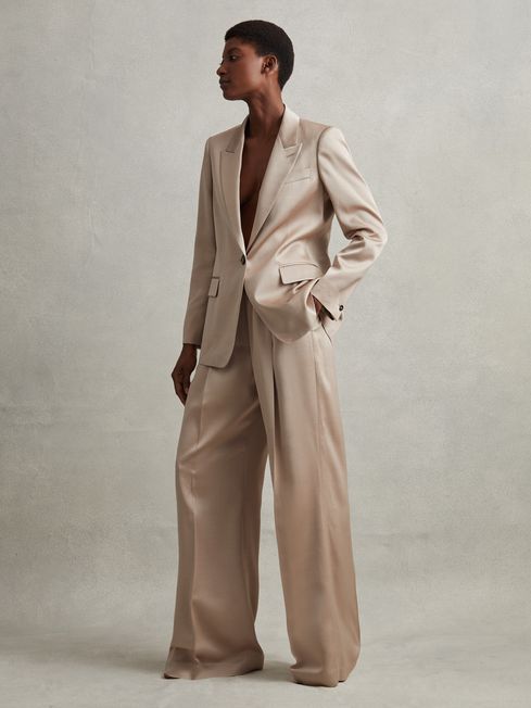 Gold satin blazer hot sale