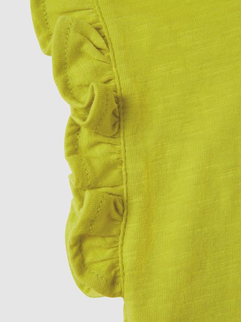 Reiss Lime Saskia Teen Ruffle Sleeve Cropped T-Shirt