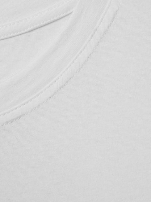 Reiss White Morgan Cotton Capped Sleeve T-Shirt