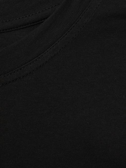 Reiss Black Morgan Cotton Capped Sleeve T-Shirt