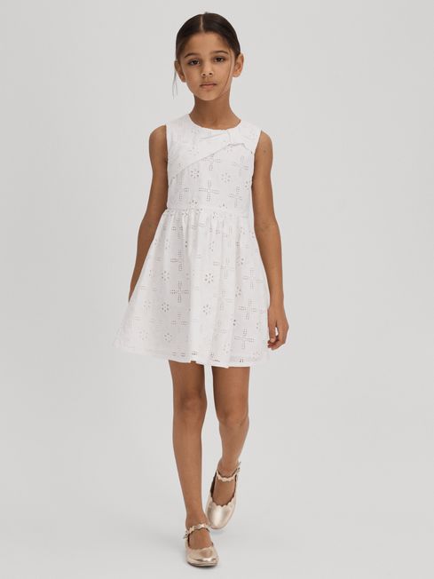 Reiss Ivory Mabel Senior Cotton Broderie Lace Dress