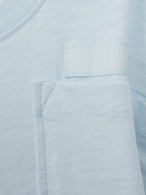 Reiss Blue Lulu Junior Cropped Cotton Crew Neck T-Shirt