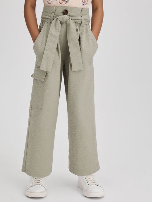 Reiss Khaki Bax Junior Textured Cargo Trousers