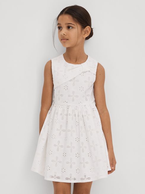 Reiss Ivory Mabel Junior Cotton Broderie Lace Dress