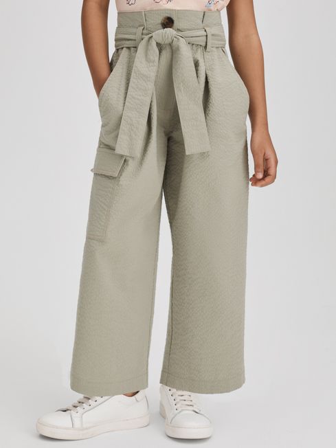 Reiss Khaki Bax Teen Textured Cargo Trousers