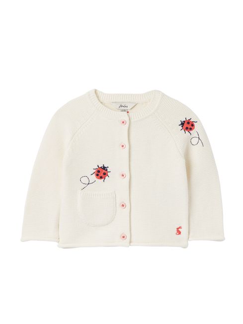 Joules Betsie White Embroidered Cardigan 0 3 Years