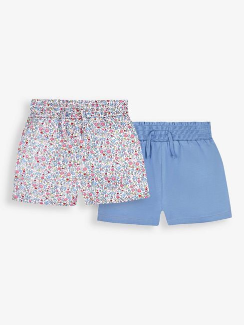 JoJo Maman Bébé Summer Ditsy Pink Floral & Blue 2-Pack Pretty Shorts